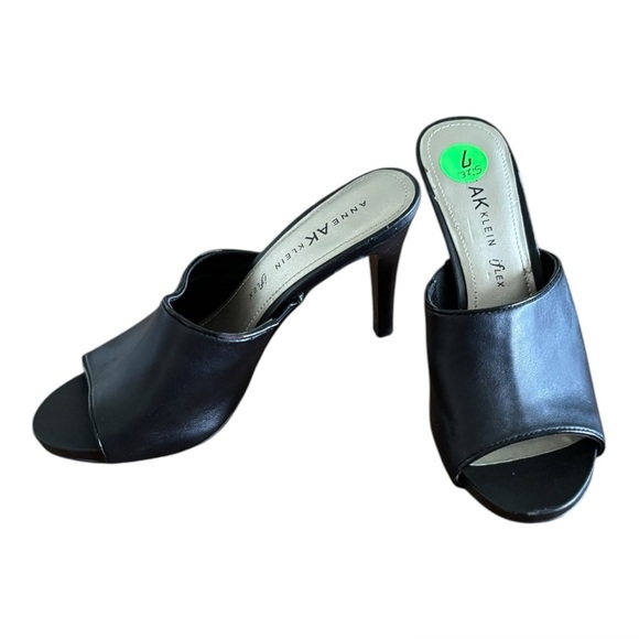 Ann Klein Ohno Black Open Toe Heeled Mules Size 7 Wide Strap Heeled Sandals - Picture 11 of 14